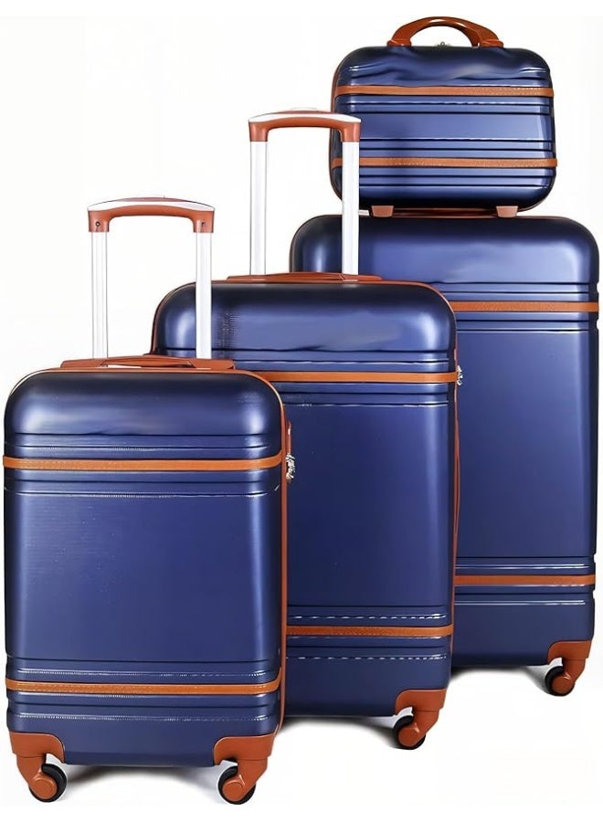 6-Piece Hardshell Luggage Set with 8-Spinner Wheels & Beauty Case, Durable ABS+PC Lightweight Travel Trolley Bags with Secure Lock, Blue - Image 4